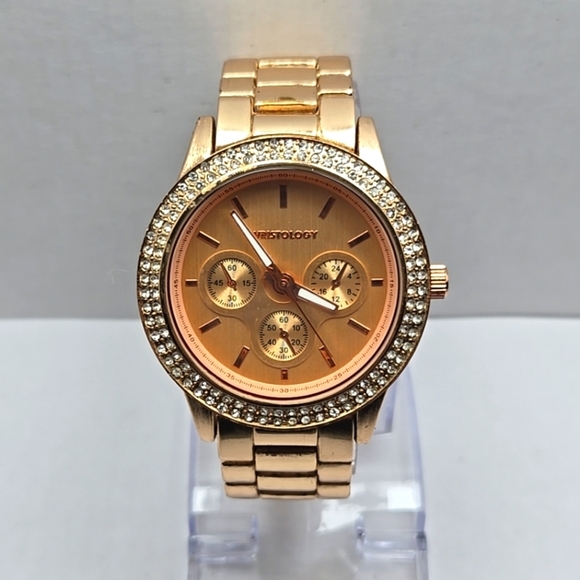 Womens Wristology Rose Gold Faux Chronograph Watch Crystals New Battery - Picture 1 of 10